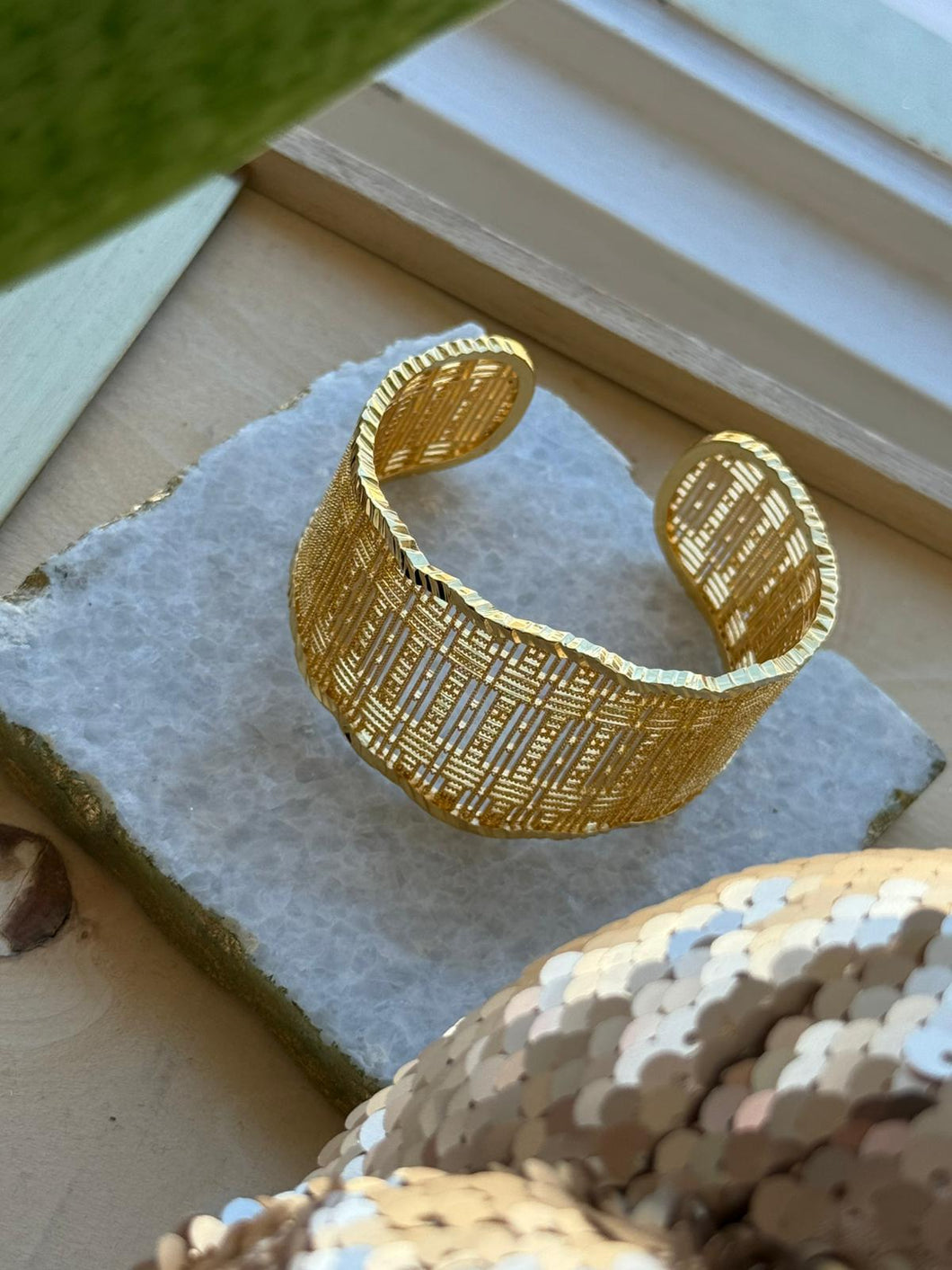 Golden Cuff and Ring Set