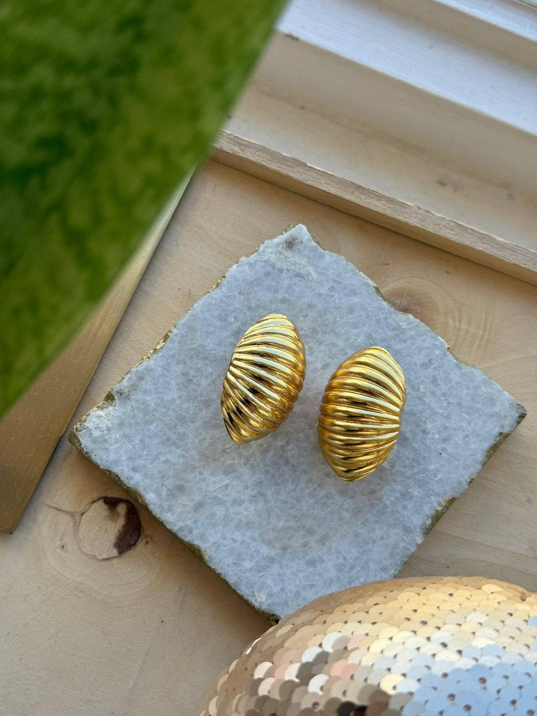 Golden Shell Statement Earrings