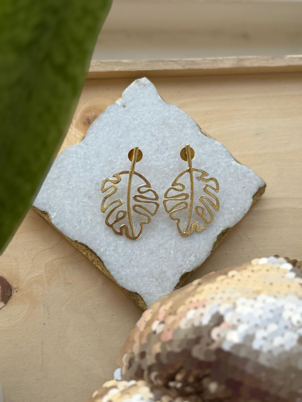 Tropical Monstera Glam Earrings