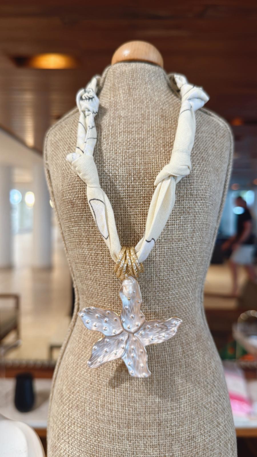 Sea Flower Charm Bandana Necklace