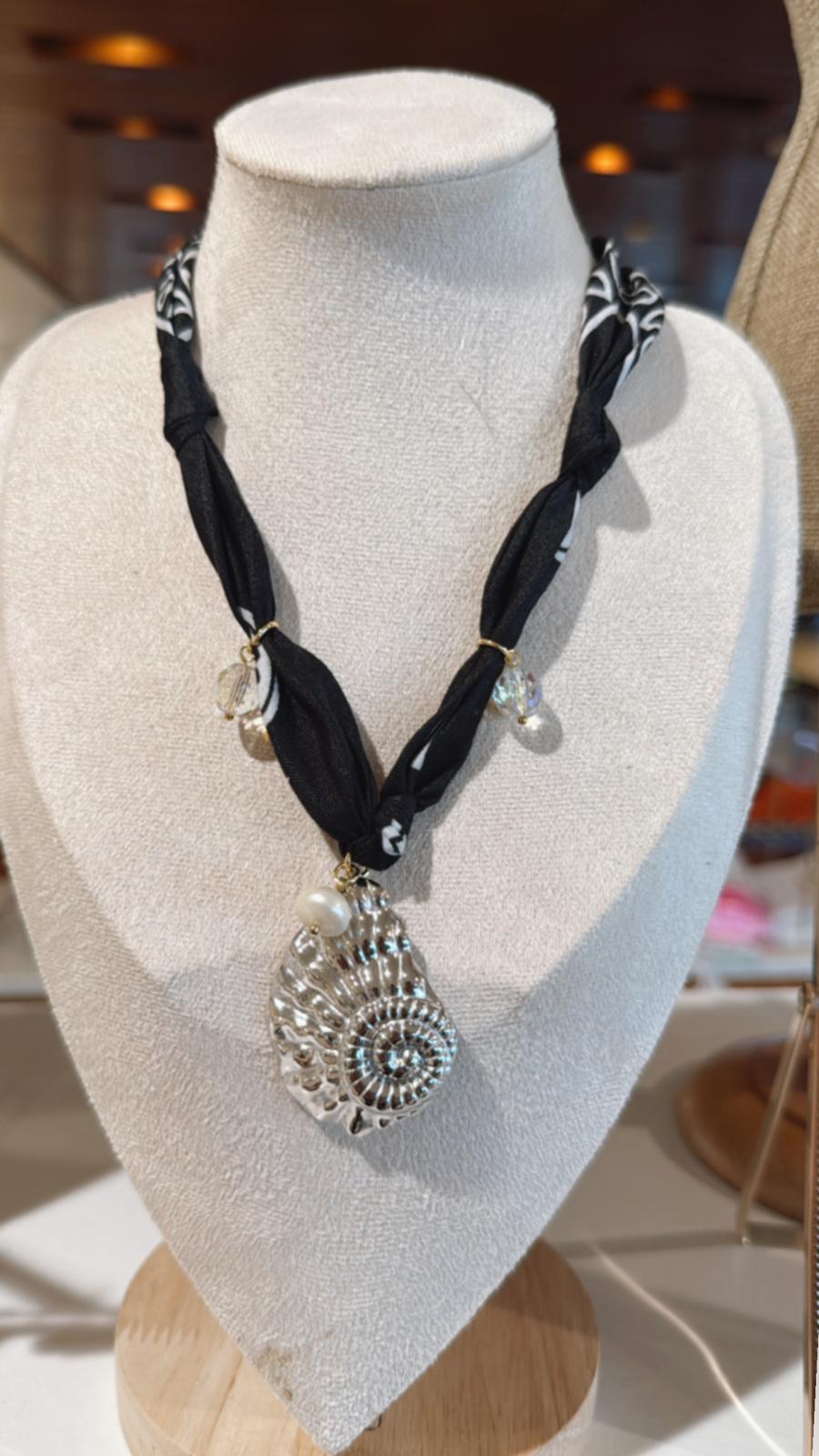 Silver Seashell Bandana Necklace