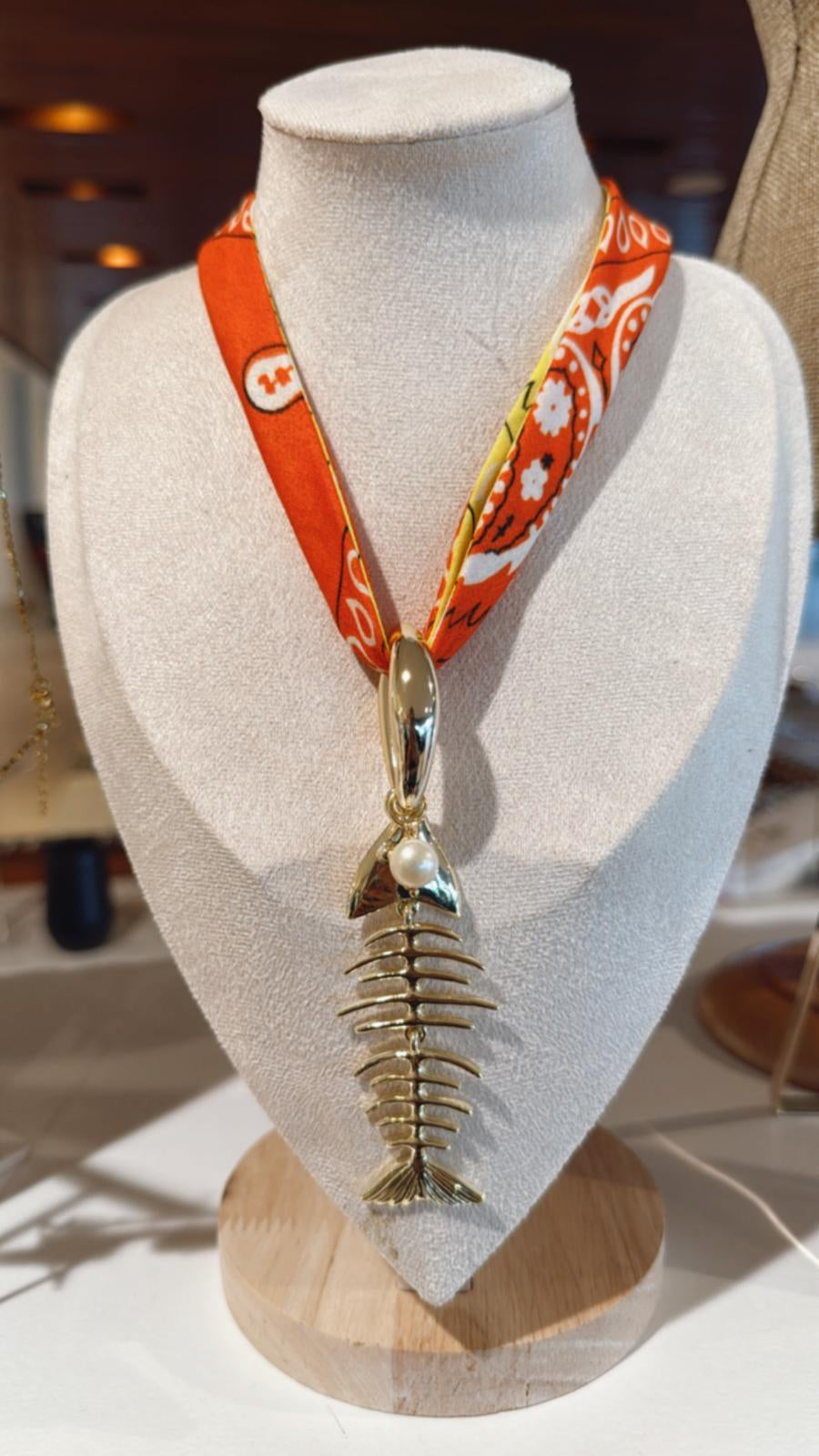 Carribbean Fish Charm Bandana Necklace