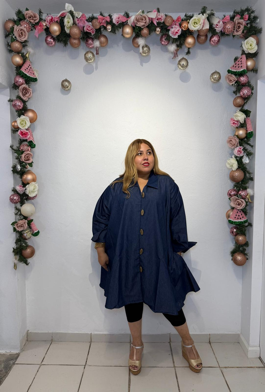 Denim Oversize Tunic Blouse