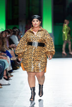 Load image into Gallery viewer, Leopard Faux Leather Jacket Dress
