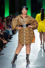 Load image into Gallery viewer, Leopard Faux Leather Jacket Dress
