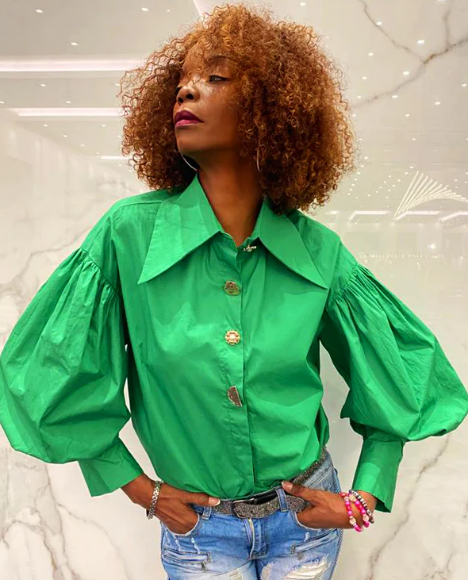 Green Button Down Blouse