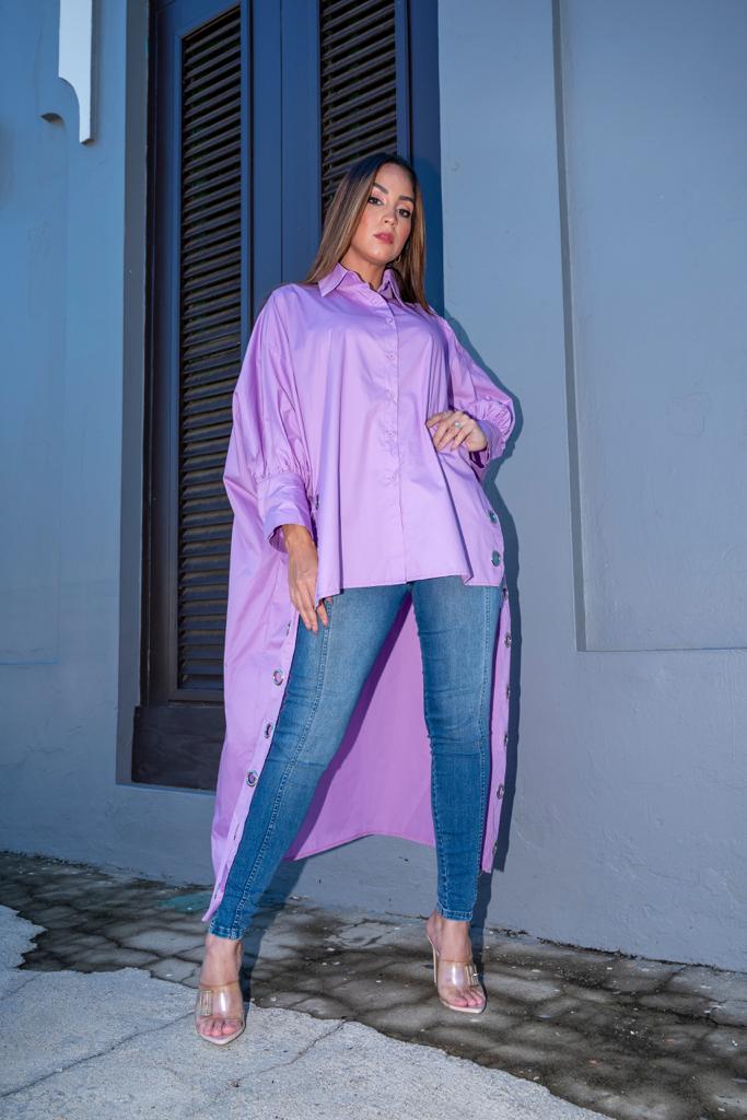 Asymmetric Oversized Low/High Style Blouse