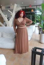 Load image into Gallery viewer, Camel Wrap around Top and skirt maxi set
