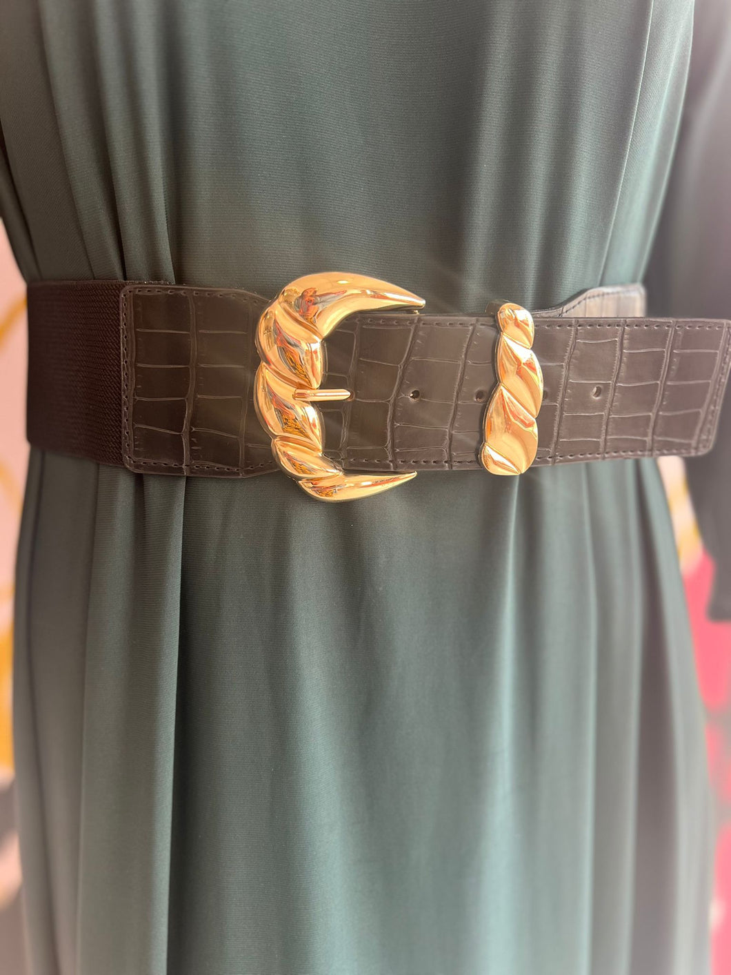 Crocodile Print Statement Belt