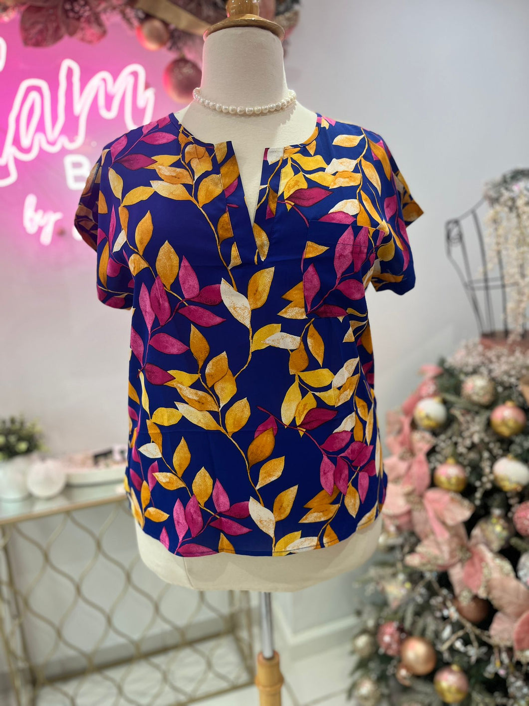 Short Sleve Royal Printed Blouse