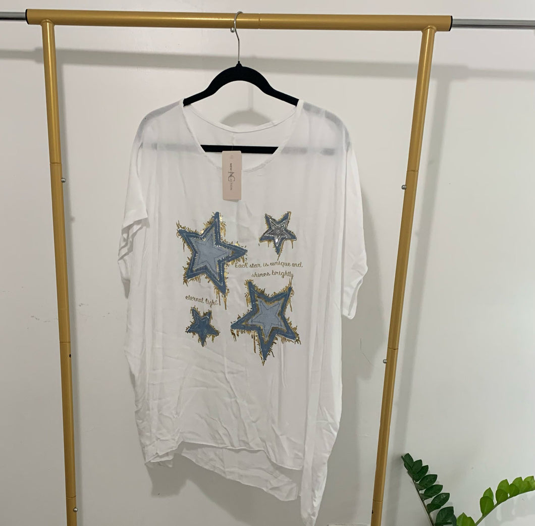 Italian Stars Print Tunic Blouse