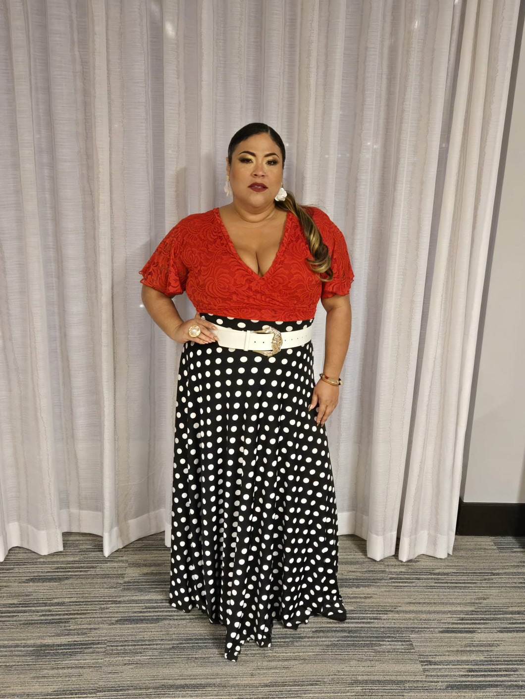 Polka Dot Circular Maxi Skirt