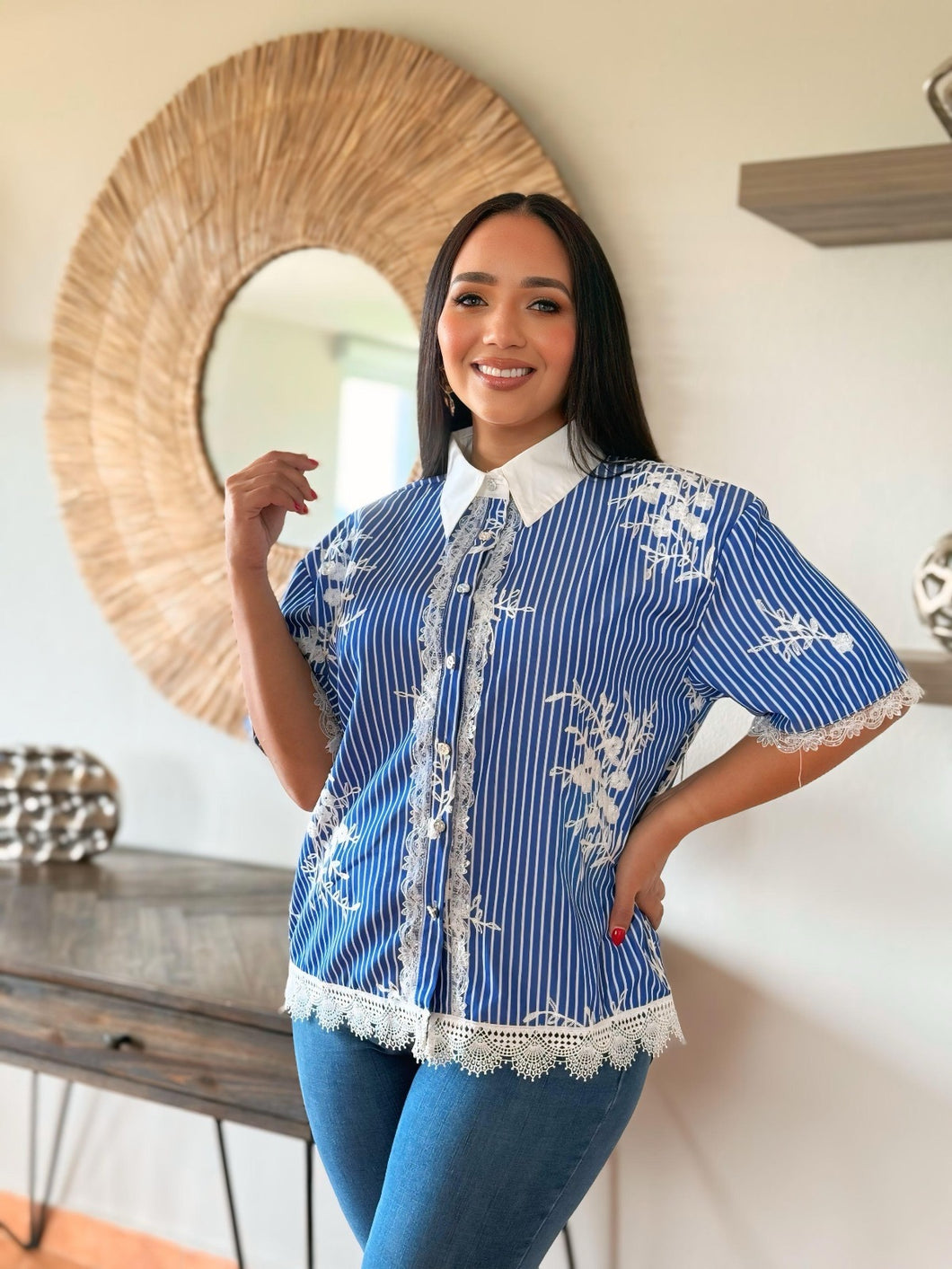 Blue Lace Charm Blouse