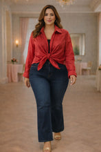 Load image into Gallery viewer, Italian Rouge Front Tie Blouse
