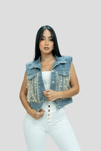 Load image into Gallery viewer, Pearl Power Denim Vest
