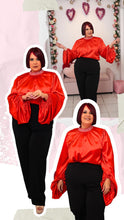 Load image into Gallery viewer, Red Bling Neck Blouse
