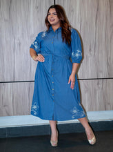 Load image into Gallery viewer, Denim Bloom Midi Dress
