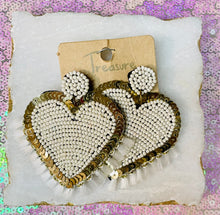 Load image into Gallery viewer, Beads and sequins Heart Earings
