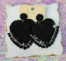 Load image into Gallery viewer, Beads and sequins Heart Earings
