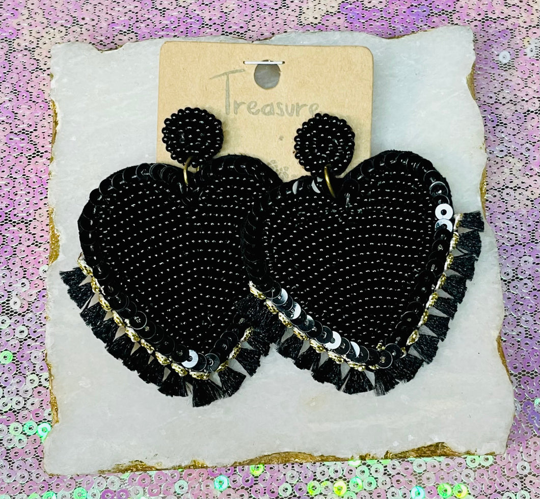 Beads and sequins Heart Earings