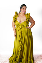 Load image into Gallery viewer, Ruffle Crossed Satin Dress
