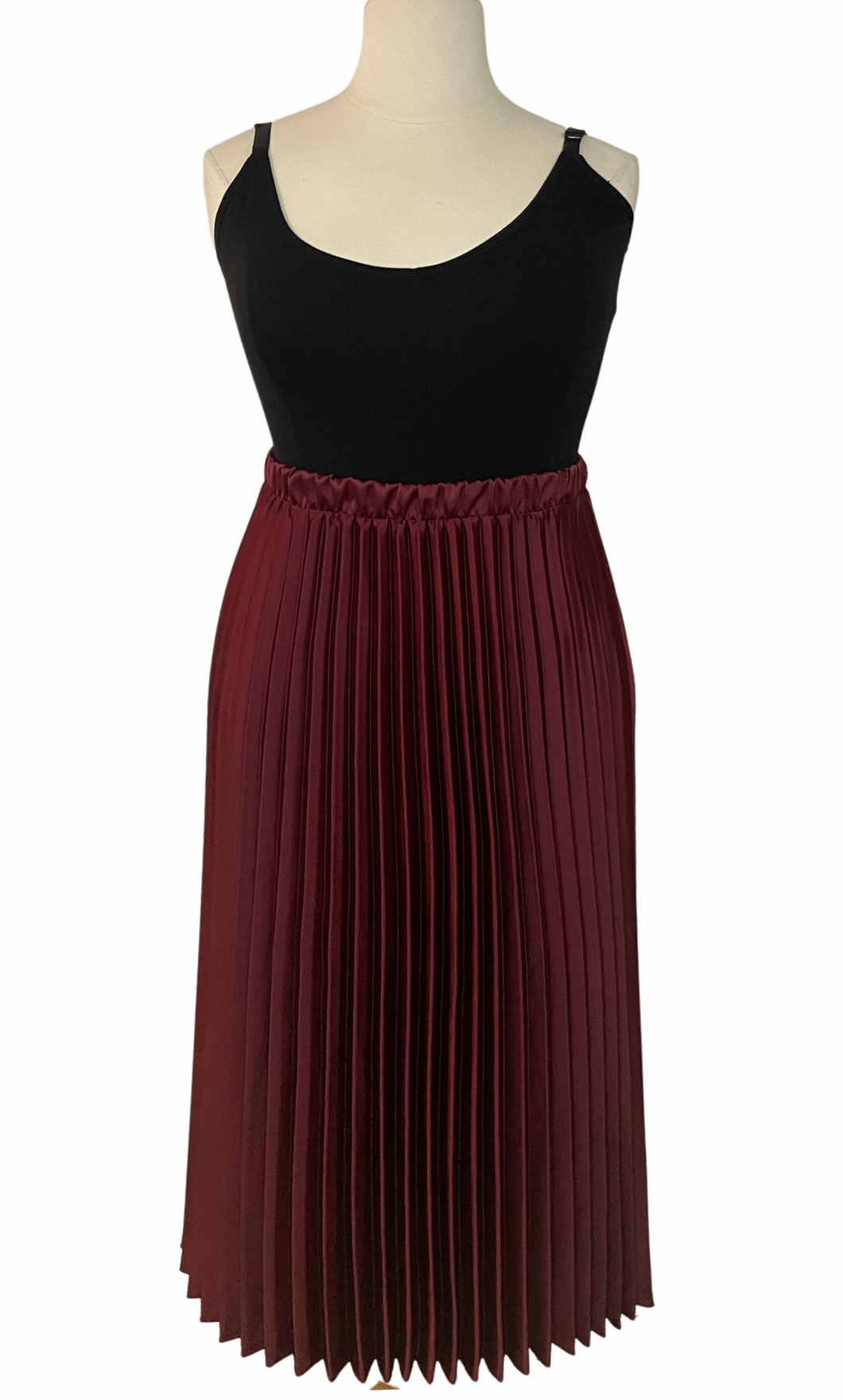 Burgundy Pleated Skirt